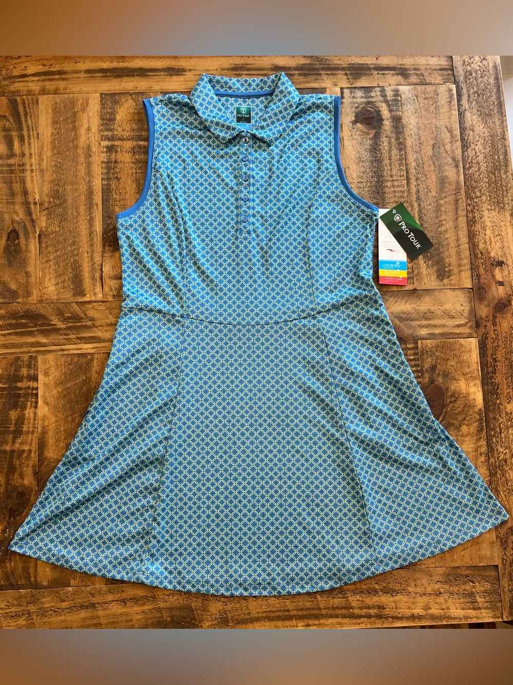 Pro Tour Golf Sleeveless Blue Polo Dress With Pockets With Zippers Size Large